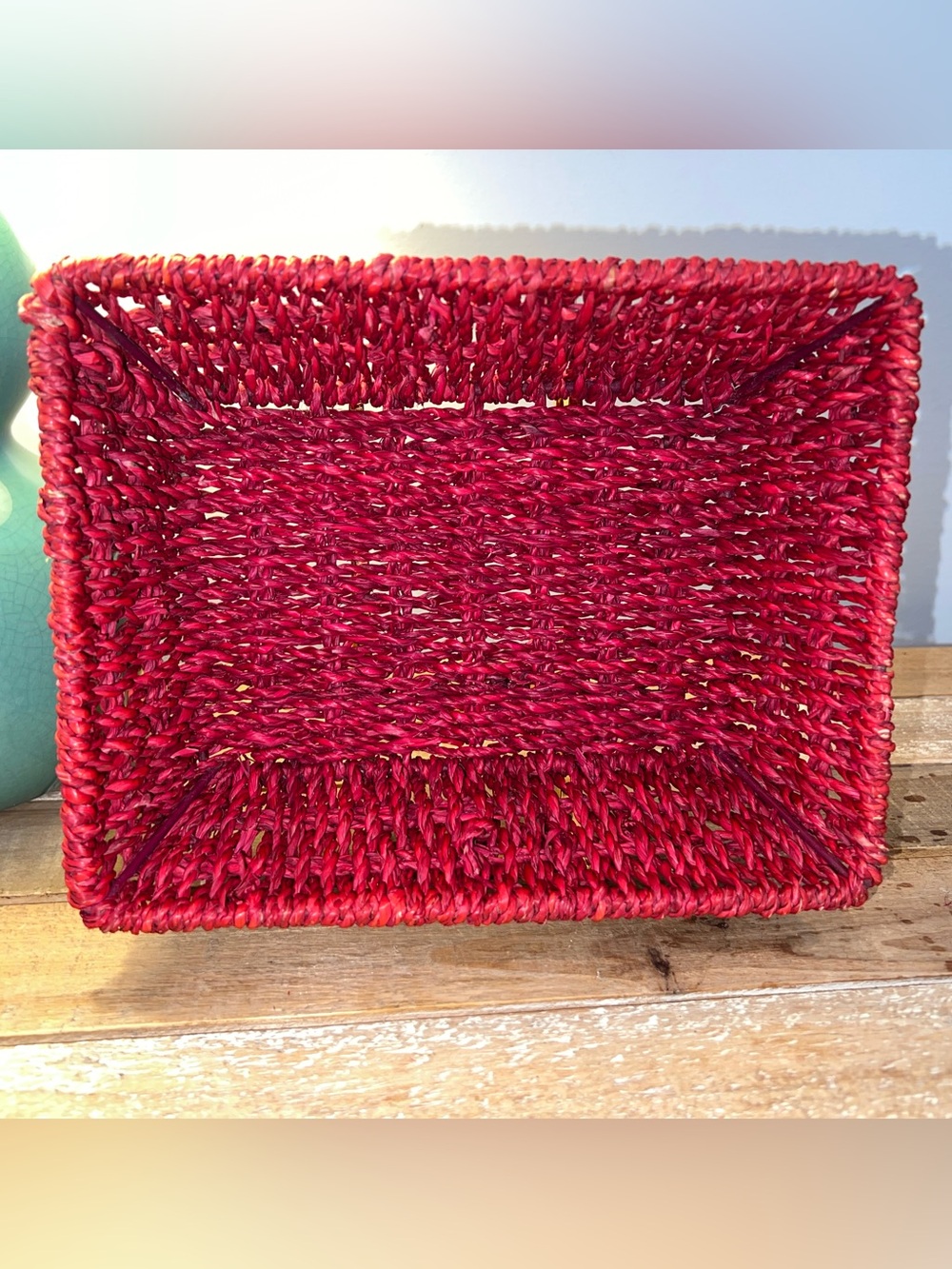 Small Red Woven Storage Basket - Unbranded